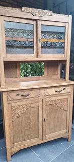 Antieke vitrine Buffetkast met glas in lood, Antiek en Kunst, Ophalen