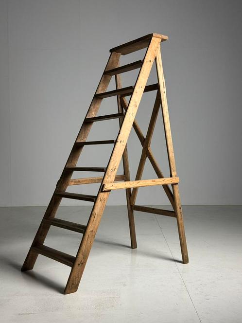 Massief houten trap 20e eeuw landelijk, Antiek en Kunst, Curiosa en Brocante, Ophalen