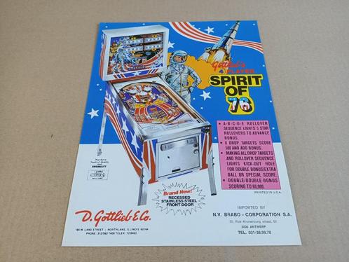 Flyer: Gottlieb Spirit Of 76 (1975) Flipperkast, Collections, Machines | Flipper (jeu), Gottlieb, Enlèvement ou Envoi
