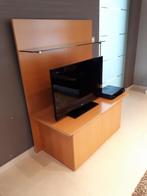 Houten tv-meubel met glazen blad, Huis en Inrichting, Kasten | Wandmeubels, Zo goed als nieuw, Ophalen