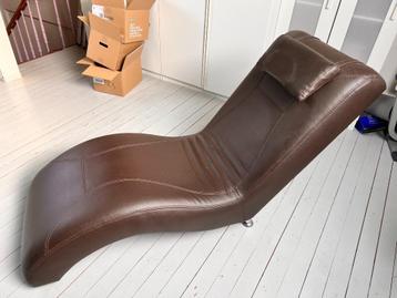Leren Ligstoel fauteuil chaise longue bruin beschikbaar voor biedingen