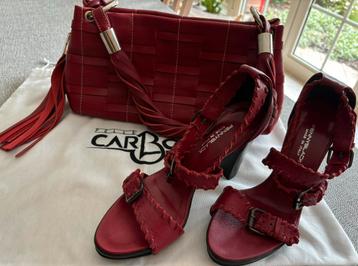 Ensemble : sandales rouges + sac à main