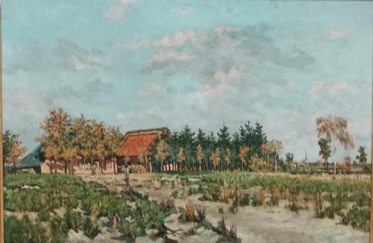 Franz Courtens (1854-1943): Hoevelandschap (O/D, 122 x 94 cm, Antiek en Kunst, Kunst | Schilderijen | Klassiek, Ophalen