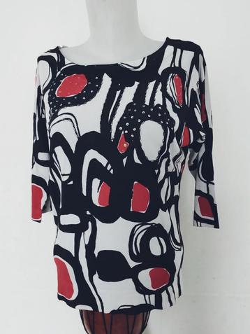 Jacqueline Riu top met grafische print zwart rood wit manch beschikbaar voor biedingen