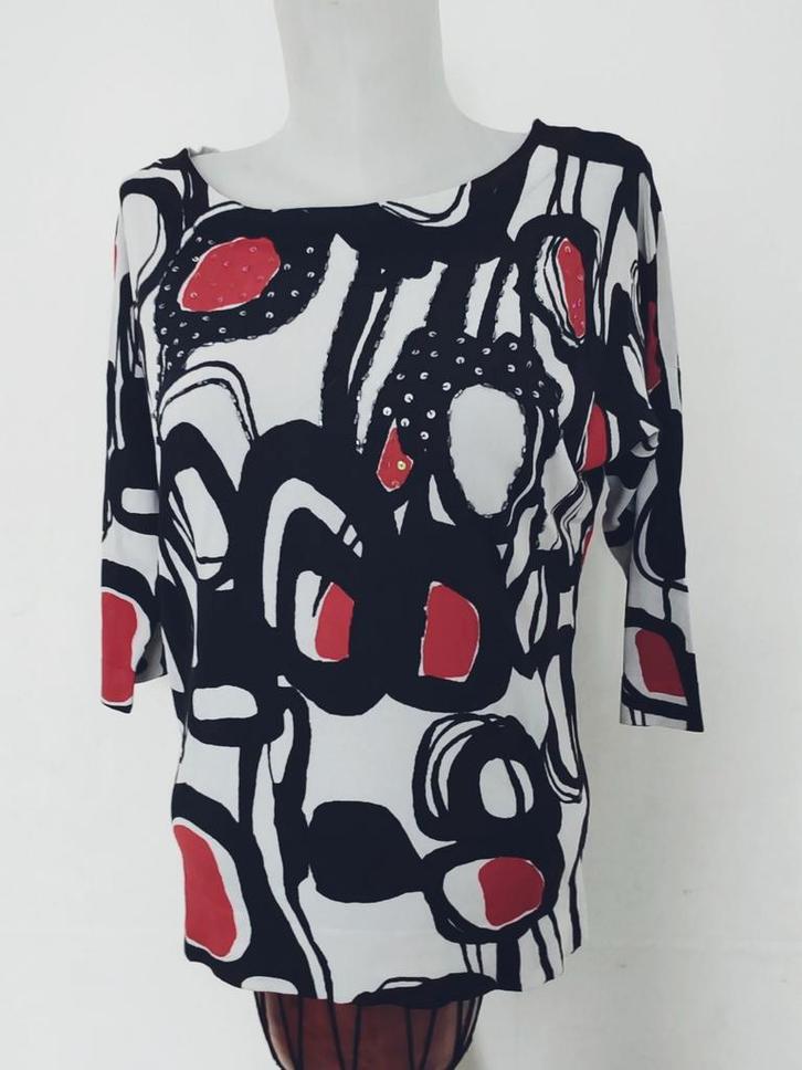 Jacqueline Riu top met grafische print zwart rood wit manch, Kleding | Dames, Blouses en Tunieken, Zo goed als nieuw, Ophalen of Verzenden