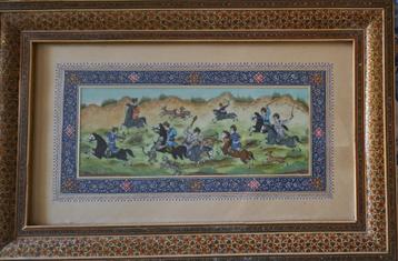 Perzisch miniatuur van jachtpartij beschikbaar voor biedingen
