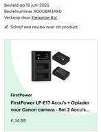 Lp-e17 accu’s + oplader, Ophalen of Verzenden, Nieuw, Oplaadbaar