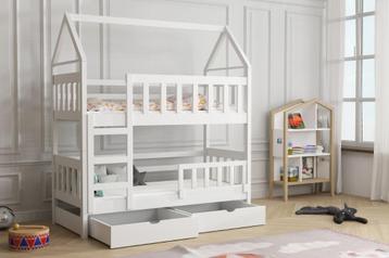 Stapelbed Huis SUZY 2 kinder 160x75 en 180x75 matrassen disponible aux enchères