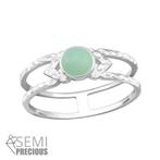 Bague double en argent avec pierre précieuse d'amazonite, Bijoux, Sacs & Beauté, Bagues, Neuf, Enlèvement ou Envoi, 17 à 18, Argent