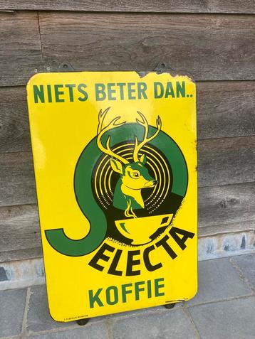 Emaille reclamebord selecta koffie beschikbaar voor biedingen