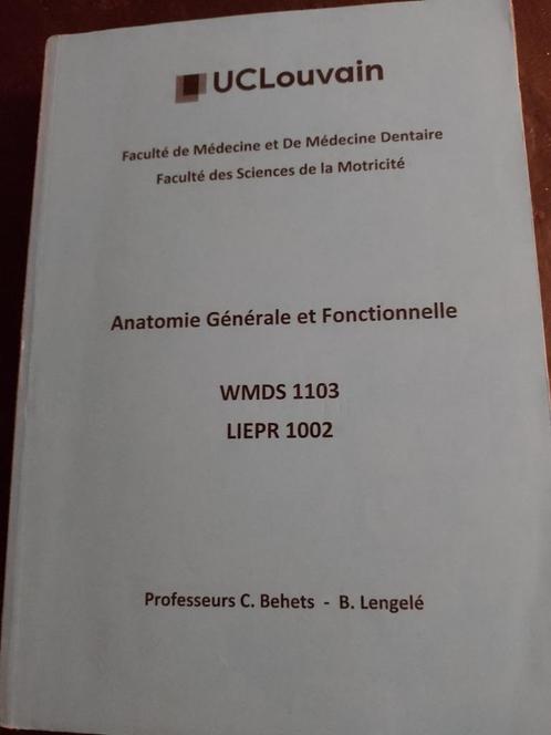 Anatomie générale et fonctionnelle, Boeken, Studieboeken en Cursussen, Zo goed als nieuw, Hoger Onderwijs, Ophalen of Verzenden