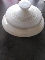 wit stenen potje in melkglas bonbon pot vintage, Antiek en Kunst, Ophalen of Verzenden