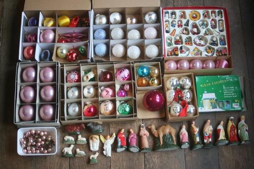 vieilles boules de Noël + lumières + écurie + figurines (114, Divers, Noël, Utilisé, Enlèvement ou Envoi