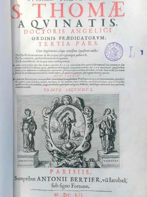 Summae Theologiae Thomas d'Aquin éd. Paris 1652, Antiquités & Art, Antiquités | Livres & Manuscrits, Envoi