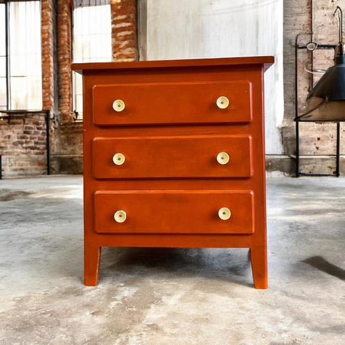 Vintage oranje mini ladekastje / kastje, Huis en Inrichting, Kasten | Ladekasten, Ophalen of Verzenden