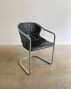 Vintage Gastone Rinaldi Fasem buisframe slede stoel 80s leer, Ophalen