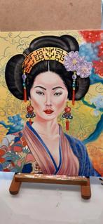 Chinees thema " Lang leven", Antiek en Kunst, Kunst | Schilderijen | Modern, Ophalen