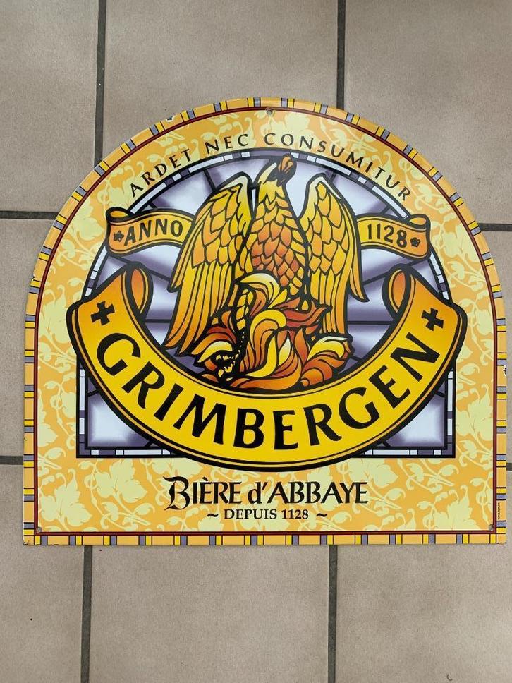 GRIMBERGEN emaille bord café brasserie, Verzamelen, Merken en Reclamevoorwerpen, Gebruikt, Reclamebord, Ophalen of Verzenden