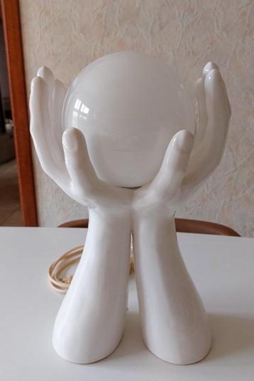 Vintage handenlamp met bol (jaren 70) - wit keramiek beschikbaar voor biedingen