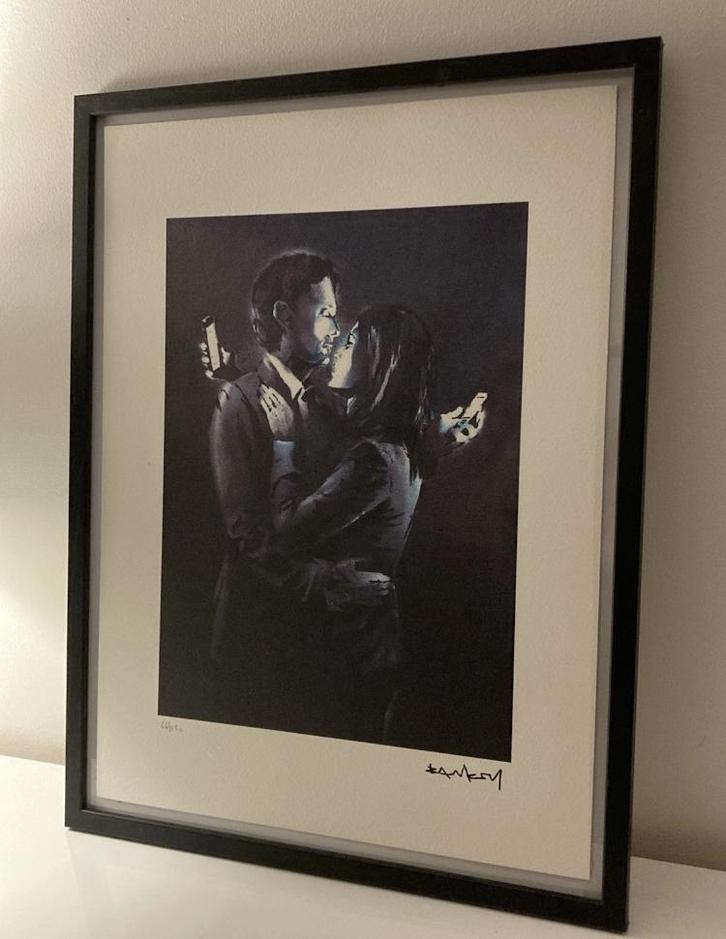 BANKSY: lithografie met de hand ingelijst en genummerd, Antiek en Kunst, Kunst | Litho's en Zeefdrukken, Ophalen of Verzenden