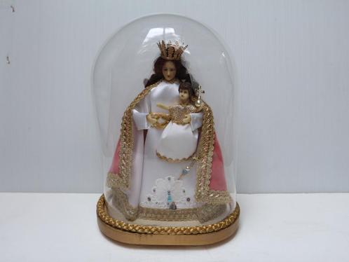 Maria (roze mantel) met Jezus onder stolp, Antiek en Kunst, Curiosa en Brocante, Ophalen of Verzenden