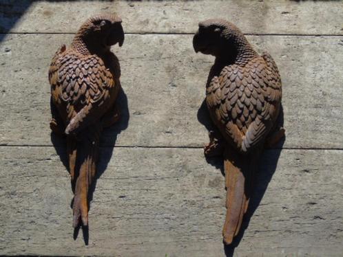 Roestige gietijzeren wandpapegaai G, D het paar!, Tuin en Terras, Tuinwanddecoratie, Nieuw, Ophalen