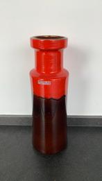 Mooie vintage vaas bruin met rood H 32cm, Enlèvement