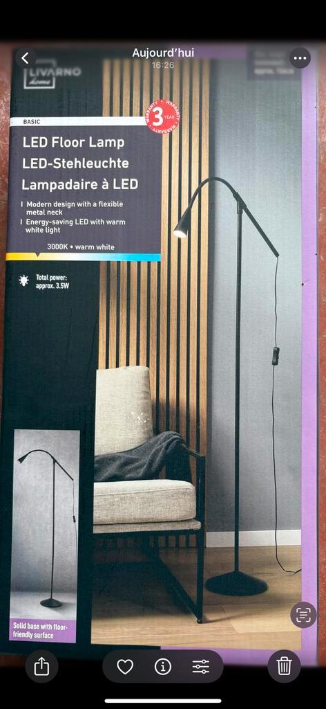 Lampadaire LED a vendre, Huis en Inrichting, Lampen | Vloerlampen, Zo goed als nieuw, 150 tot 200 cm, Metaal, Ophalen of Verzenden