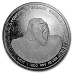 1 kilo zilvermunt Congo Gorilla, Postzegels en Munten, Zilver, Ophalen, Losse munt