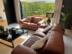 Lederen salon met 2 relaxen + verstelbare hoofdsteun, Huis en Inrichting, Ophalen