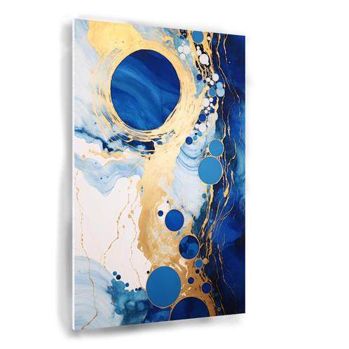 Dans van Blauw en Gouden Cirkels schilderij 100x150cm Forex, Huis en Inrichting, Woonaccessoires | Schilderijen, Tekeningen en Foto's