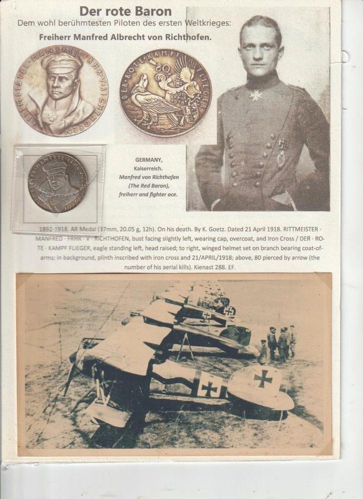 Manfred von Richthofen - Der Rote Baron, Verzamelen, Militaria | Algemeen, Luchtmacht, Embleem of Badge, Verzenden