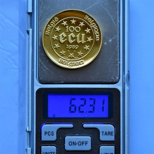 Belgie 100 ecu 1989 piedford QP, 2oz goud 999 , 62.3 gram, Postzegels en Munten, Edelmetalen en Baren, Goud, Verzenden