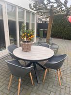 Prachtige tuinset met ronde tafel, Tuinset, Eettafel, Ophalen of Verzenden, 4 zitplaatsen