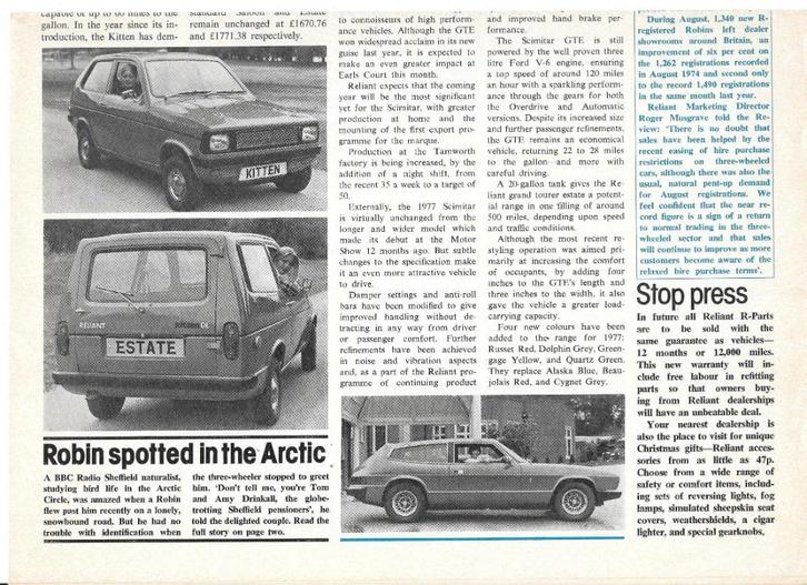 RELIANT range 1977, Boeken, Auto's | Folders en Tijdschriften, Zo goed als nieuw, Overige merken, Ophalen of Verzenden