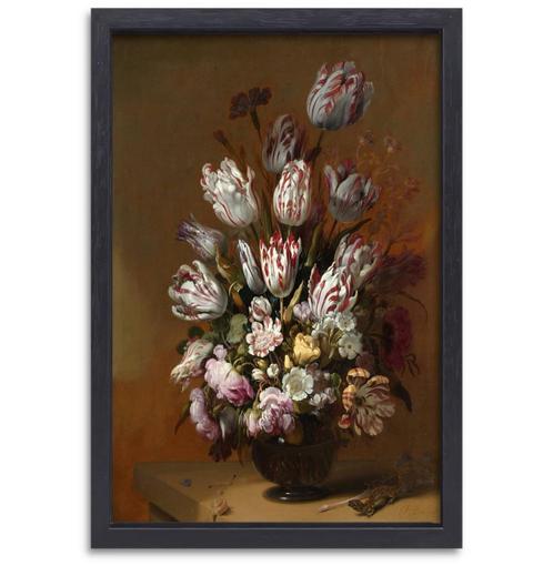 Nature morte aux fleurs - Hans Bollongier toile + cadre de c, Maison & Meubles, Accessoires pour la Maison | Décorations murale