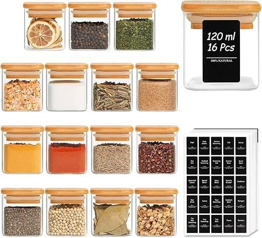 16 pots à épices en verre | LIVRAISON GRATUITE, Maison & Meubles, Cuisine| Tupperware, Neuf, Autres types, Envoi