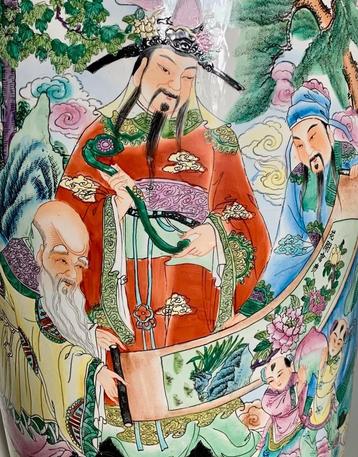 SUPER BIG ONE VASE 1,6M WITH NICELY FU LU SHOU MOTIFS beschikbaar voor biedingen