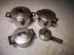 Set van 4 kookpannen (24, 22, 18 en 14 cm), Ophalen, Inox, Gebruikt, Keramische plaat