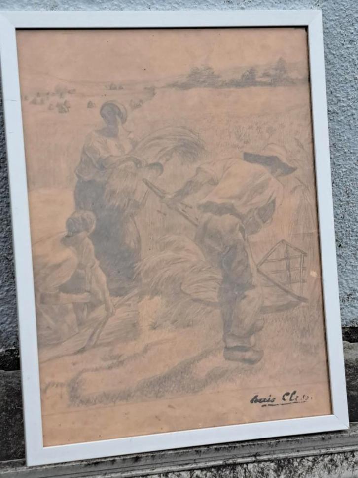 dessin la moisson de louis clesse, Antiquités & Art, Art | Dessins & Photographie, Enlèvement ou Envoi