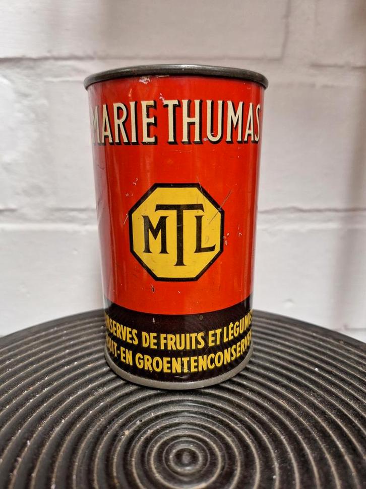 Blikken spaarpot Reclame Marie Thumas Leuven, Verzamelen, Merken en Reclamevoorwerpen, Gebruikt, Gebruiksvoorwerp, Ophalen of Verzenden