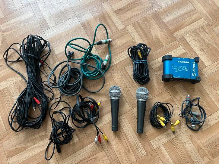 Lot équipement audio pro : DI Samson + micros + câbles, Muziek en Instrumenten, Microfoons, Zo goed als nieuw, Ophalen of Verzenden