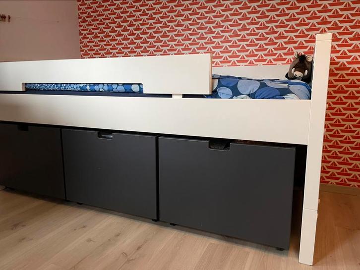 Half hoogslaper wit Bopita 1 pers, Kinderen en Baby's, Kinderkamer | Stapelbedden en Hoogslapers, Zo goed als nieuw, Hoogslaper