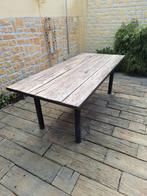 Grote tuintafel van metaal en hout, Ophalen, Gebruikt, Hout