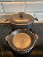 Le Creuset 21 + 6 ovenschaaltjes in gietijzer. Matzwart., Ophalen, Overige materialen, Gebruikt, Schaal of Schalen