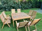 Teak tuinset met tafel en 8 stoelen, Tuin en Terras, Tuinsets en Loungesets, Teakhout, Zo goed als nieuw, Ophalen