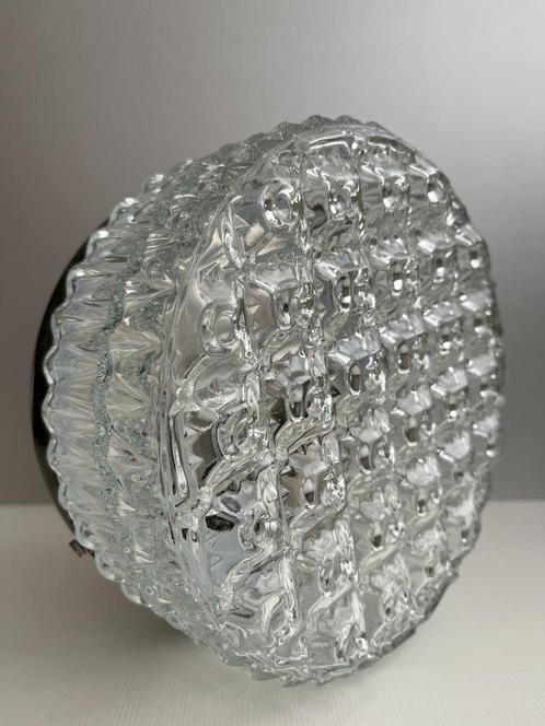 Jaren '70 plafonnière, Huis en Inrichting, Lampen | Plafondlampen, Zo goed als nieuw, Glas, Metaal, Overige materialen, Verzenden