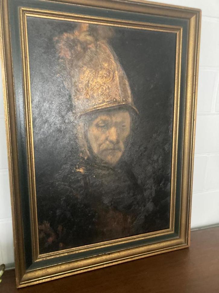 Oud schilderij naar Rembrandt 'man met de gouden helm' zgst, Antiek en Kunst, Kunst | Schilderijen | Klassiek, Ophalen
