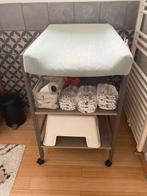 Table à langer avec double étagères et roulettes, Enlèvement, Comme neuf, Bois