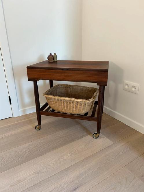 Vintage rosewood Sewing table by Ejvind Johansson, Antiek en Kunst, Curiosa en Brocante, Ophalen